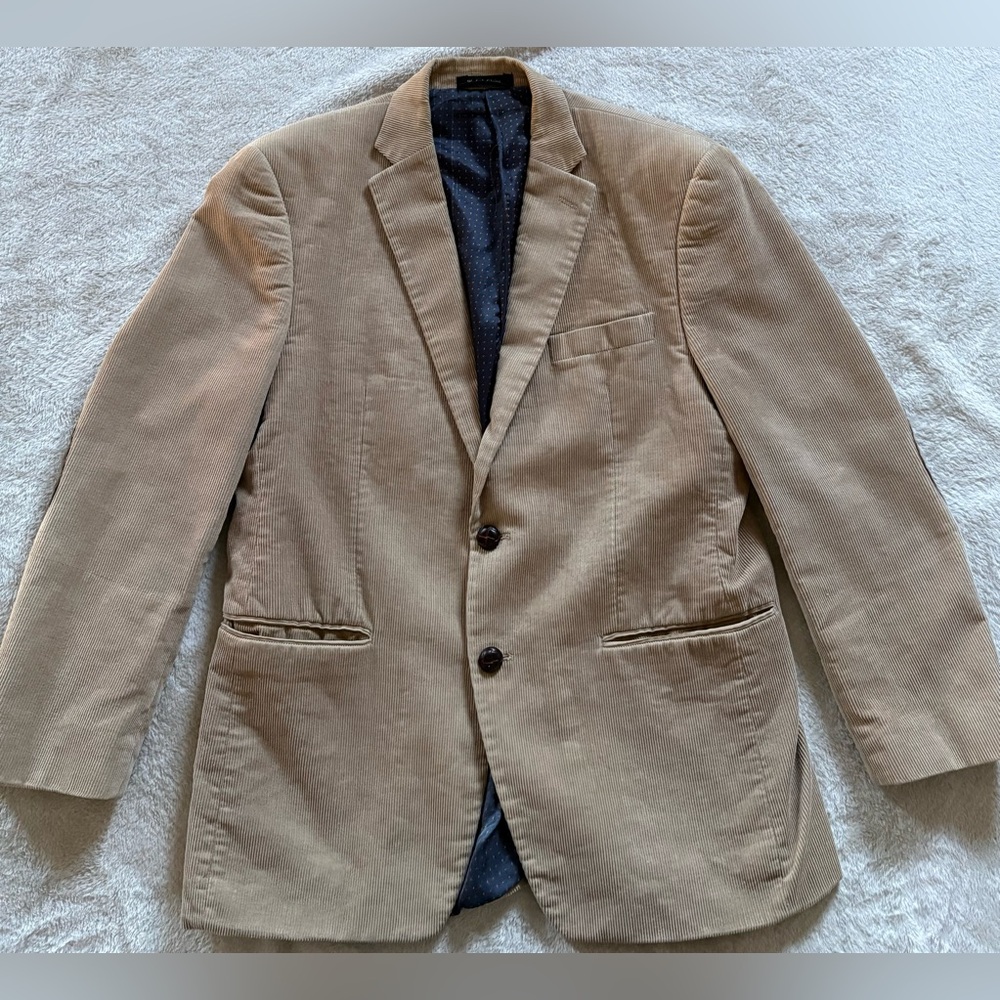 *Chaps Men's Beige Corduroy Blazer with Elbow Patches (See Measurements)*